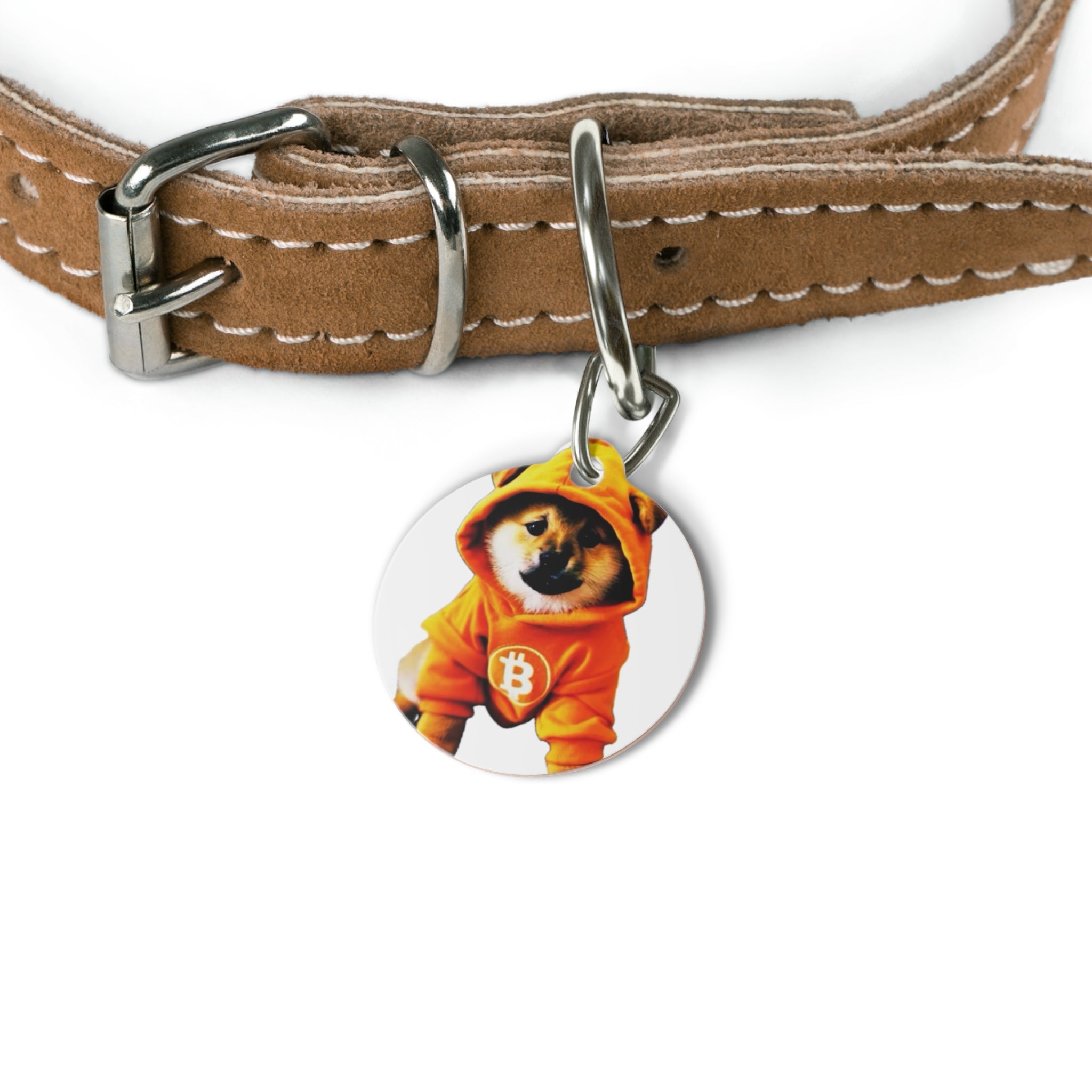 Bitcoin Dog Pet Tag – Orange Crypto $DOG ID Tag