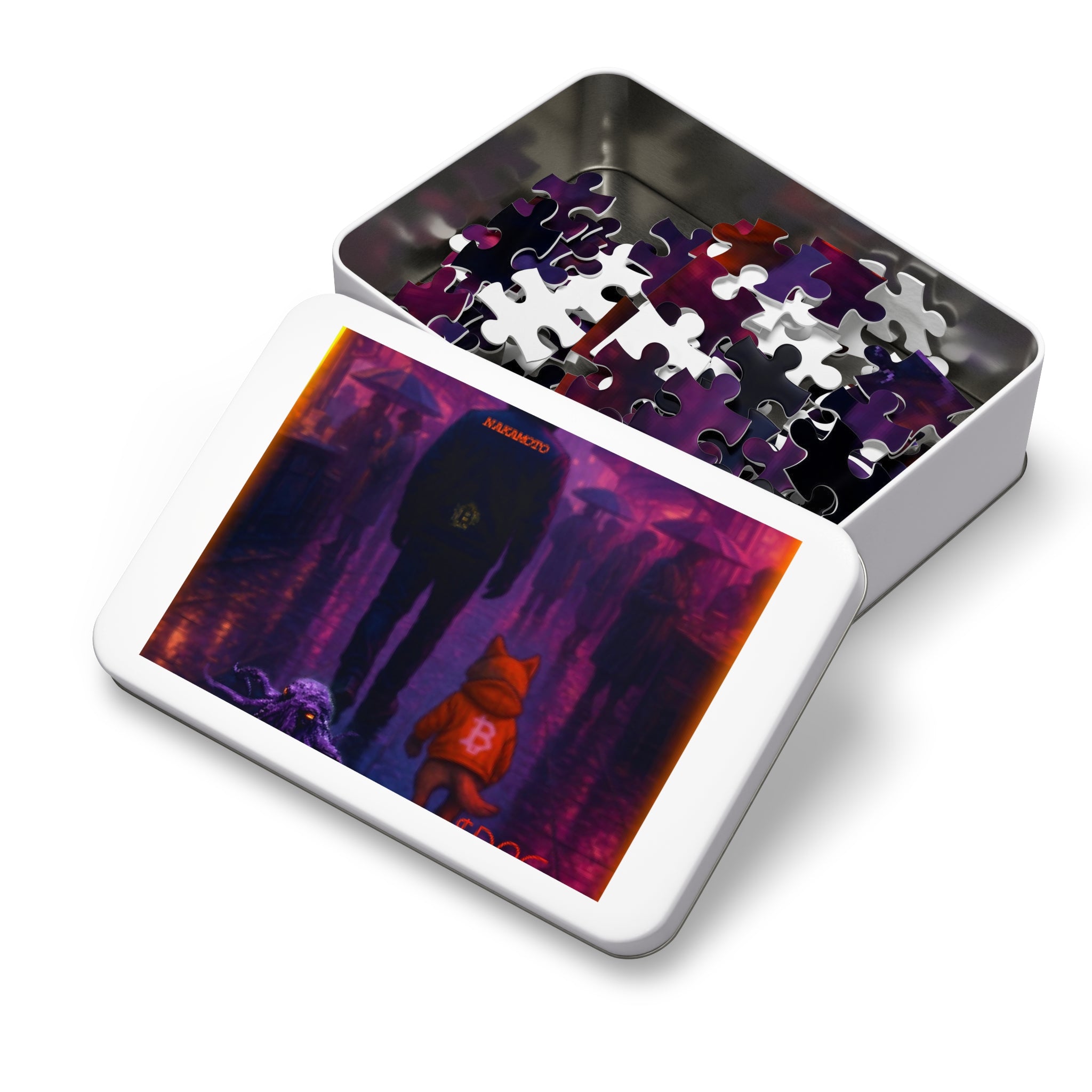 $DOG, Bitcoin Nakamoto Art Puzzle Tin — Neon Crypto Jigsaw