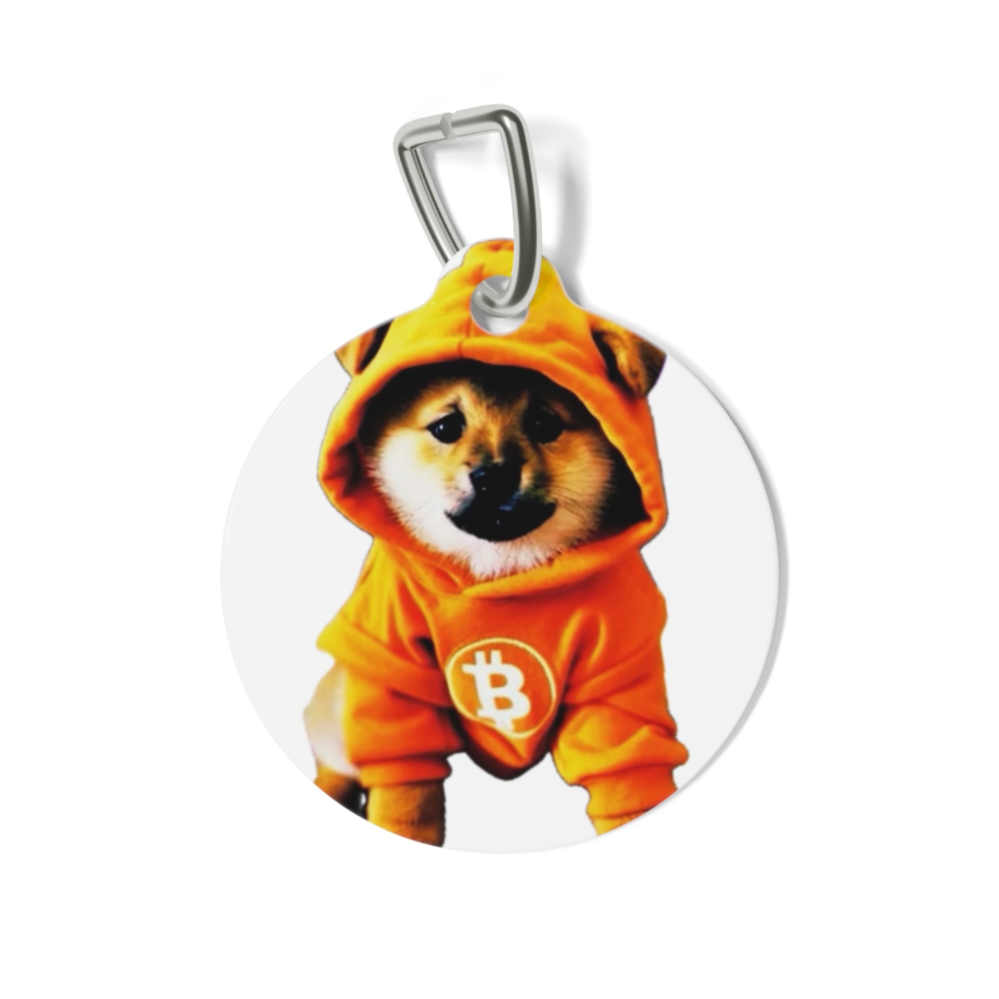 Bitcoin Dog Pet Tag – Orange Crypto $DOG ID Tag