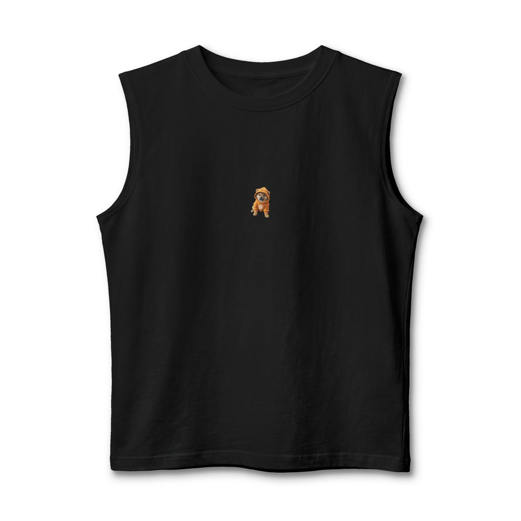 $Dog coin Meme Muscle Tank — “Drop The E” Crypto Dog Graphic Tank Top