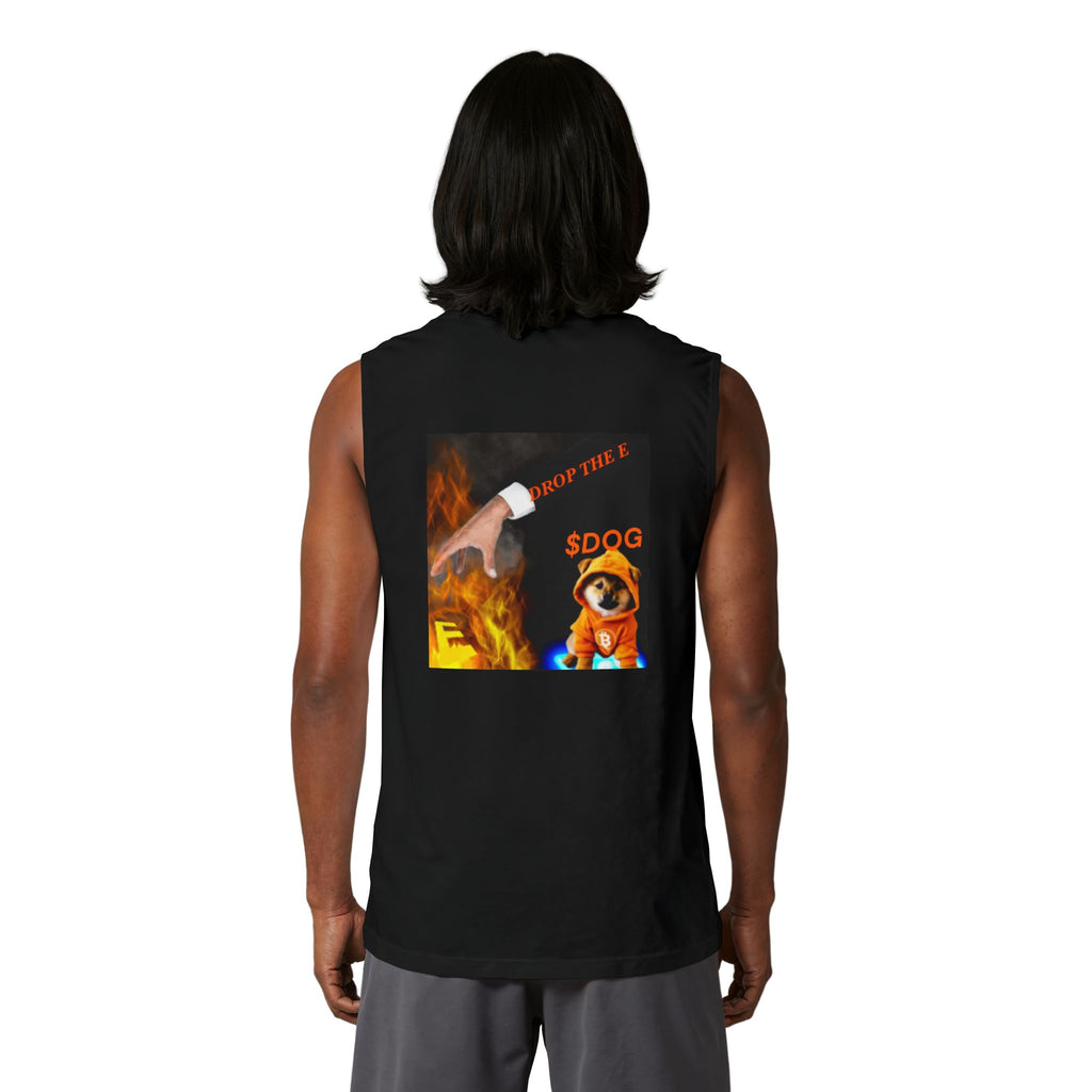 $Dog coin Meme Muscle Tank — “Drop The E” Crypto Dog Graphic Tank Top