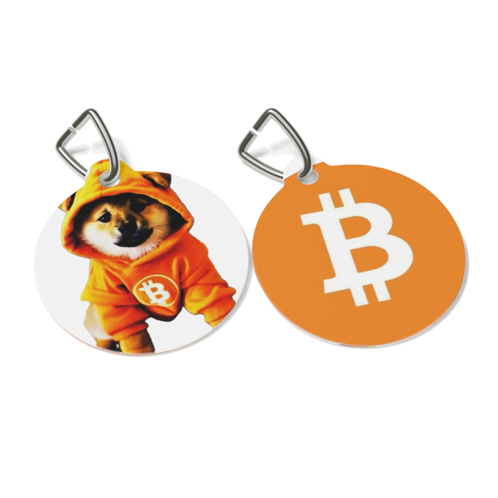 Bitcoin Dog Pet Tag – Orange Crypto $DOG ID Tag
