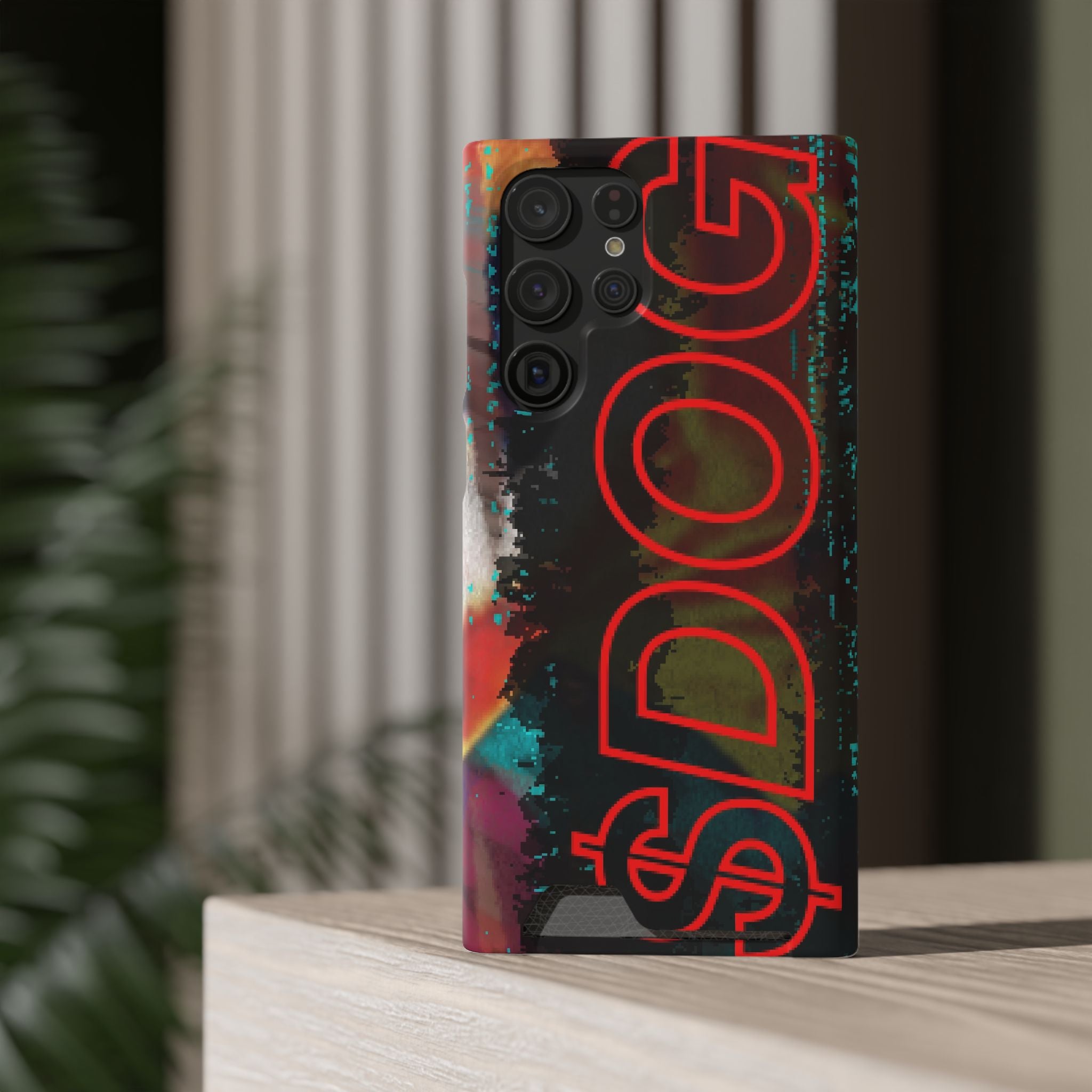 Phone Case — Bold Neon “D0G” Card Holder Wallet